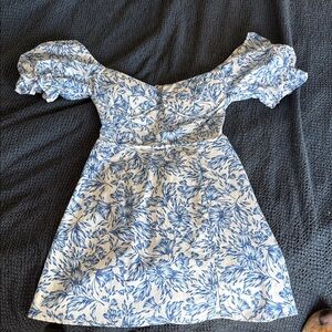 Floral Blue and White Dress
